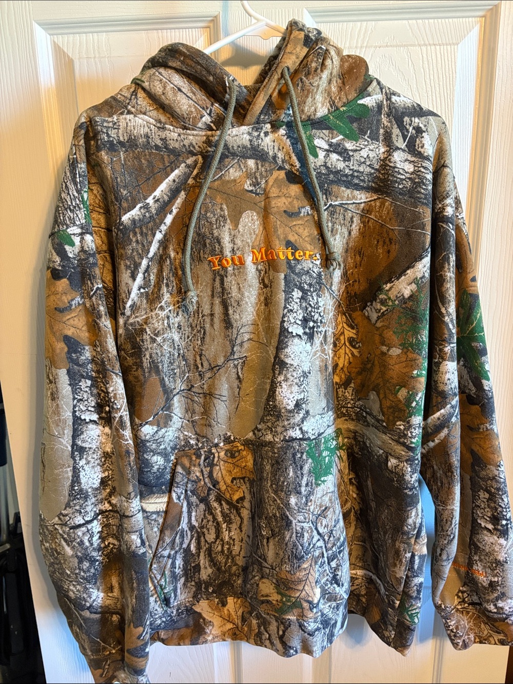 Camo Hooded Sweatshirt with "You Matter" Embroidery - Brown/Green